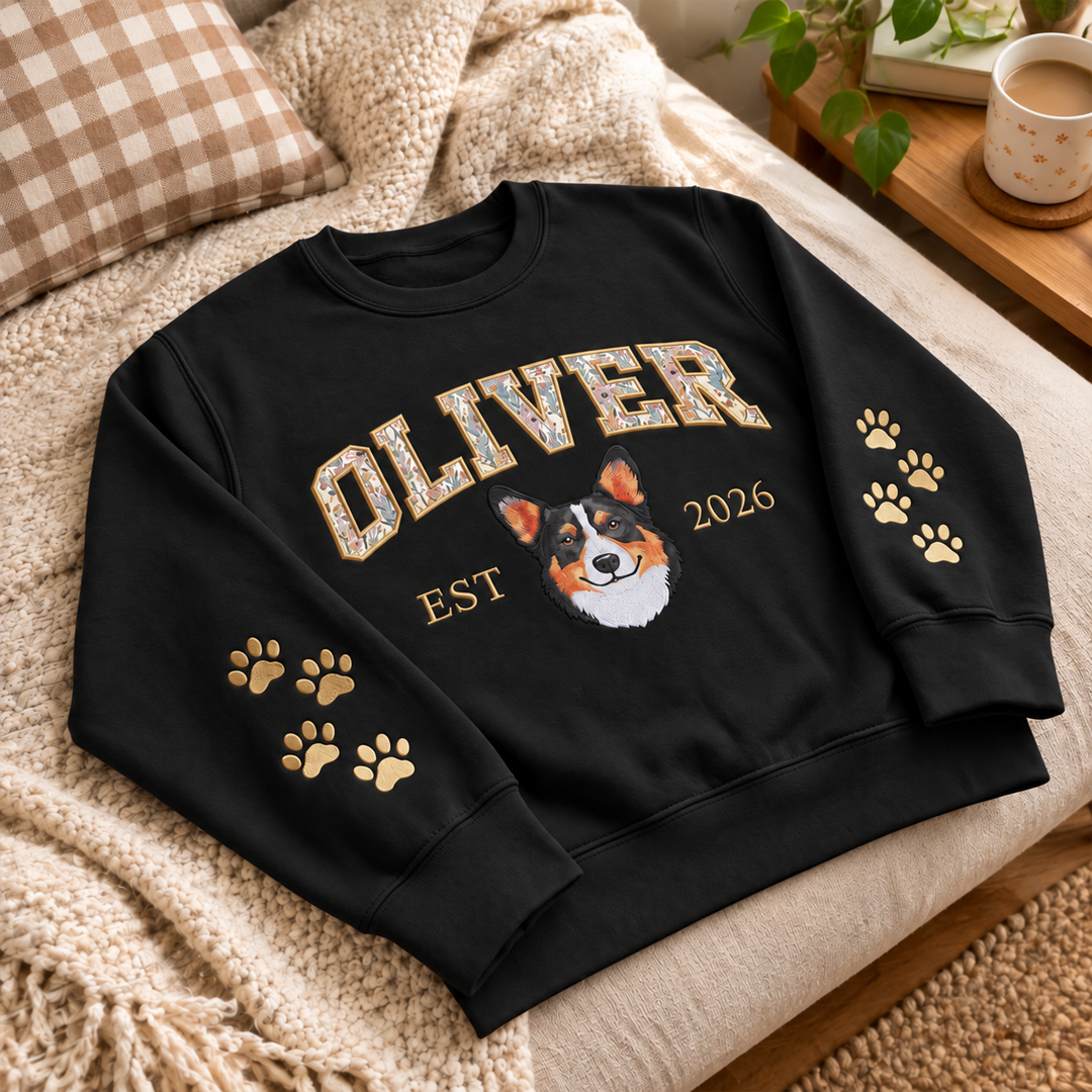 Custom Floral Letter Pet Portrait Sweatshirt