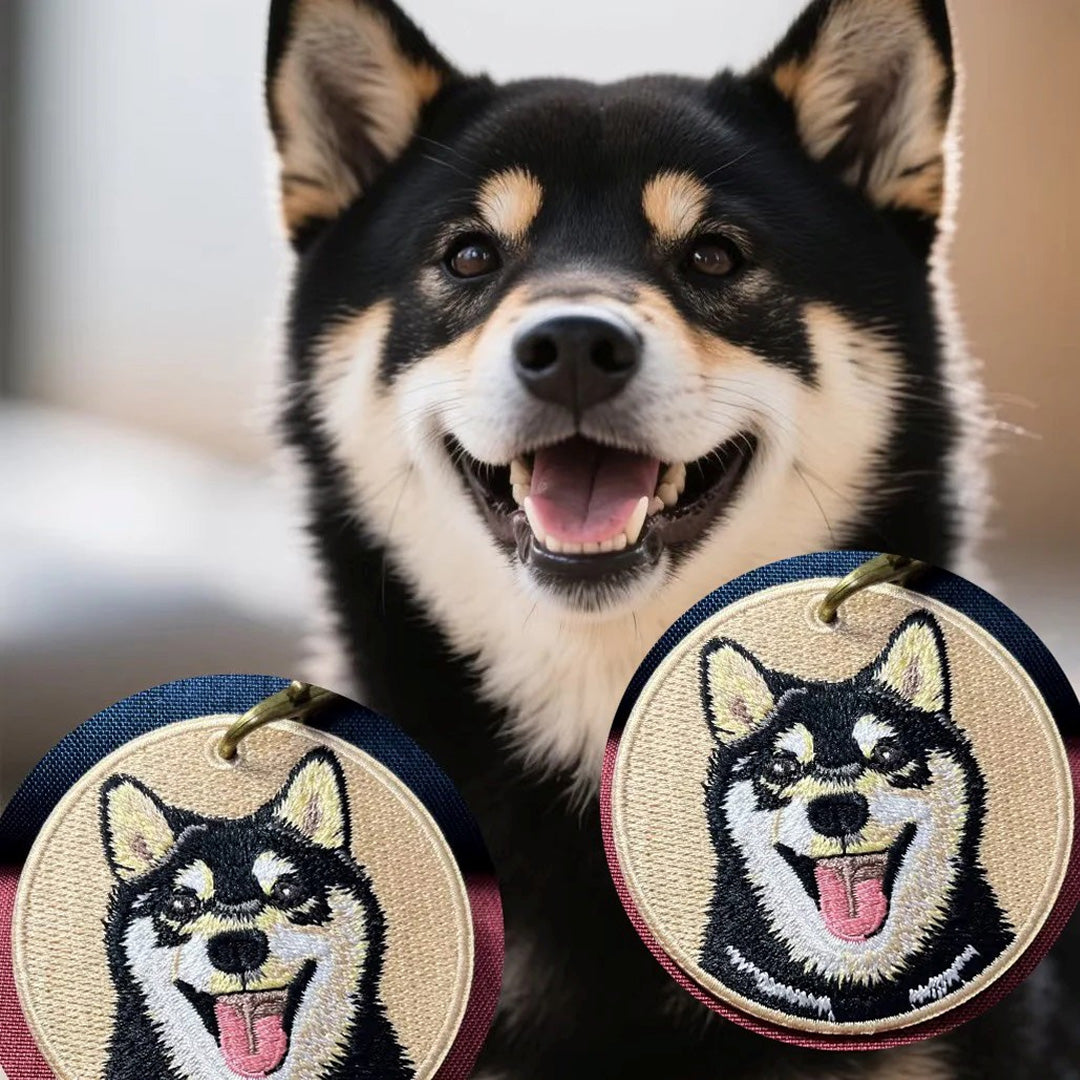 Personalized Custom Embroidered Pet Portrait Keychain