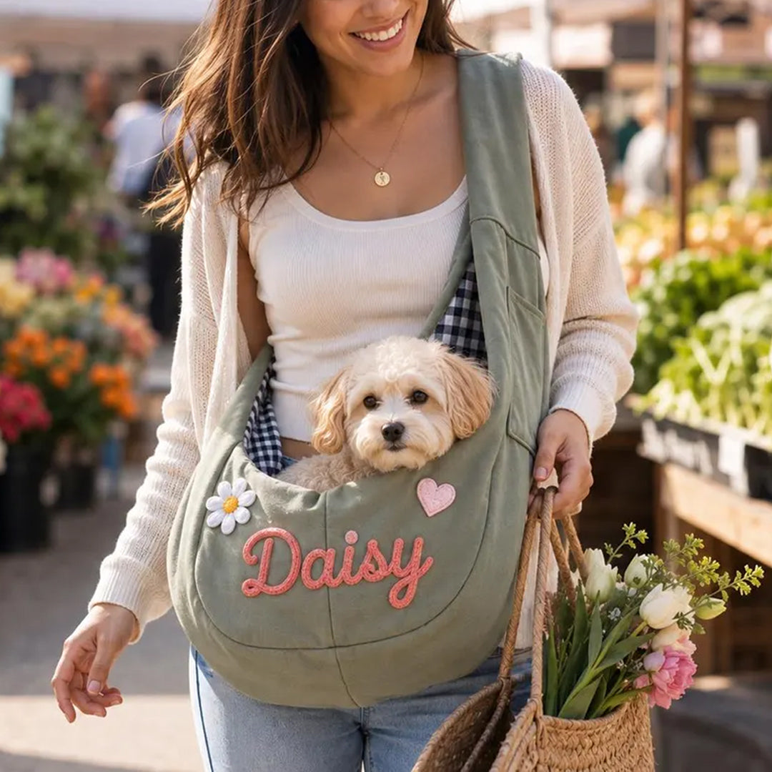 Puptailor Personalized Small Dog Carrier Bag With Embroidered Name