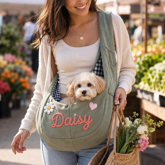 Puptailor Personalized Small Dog Carrier Bag With Embroidered Name