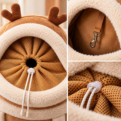 Cozy Plush Pet Carrier Backpack with Hand Warmer Pocket