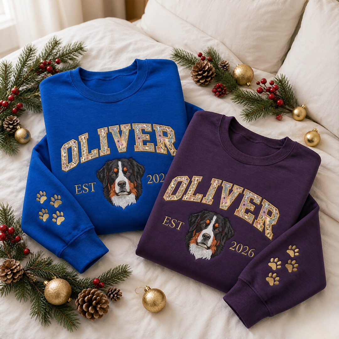 Custom Floral Letter Pet Portrait Sweatshirt