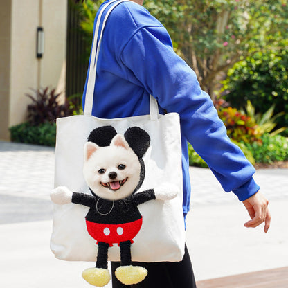 Personalized Embroidered Name Cute Cartoon Pet Tote Bag