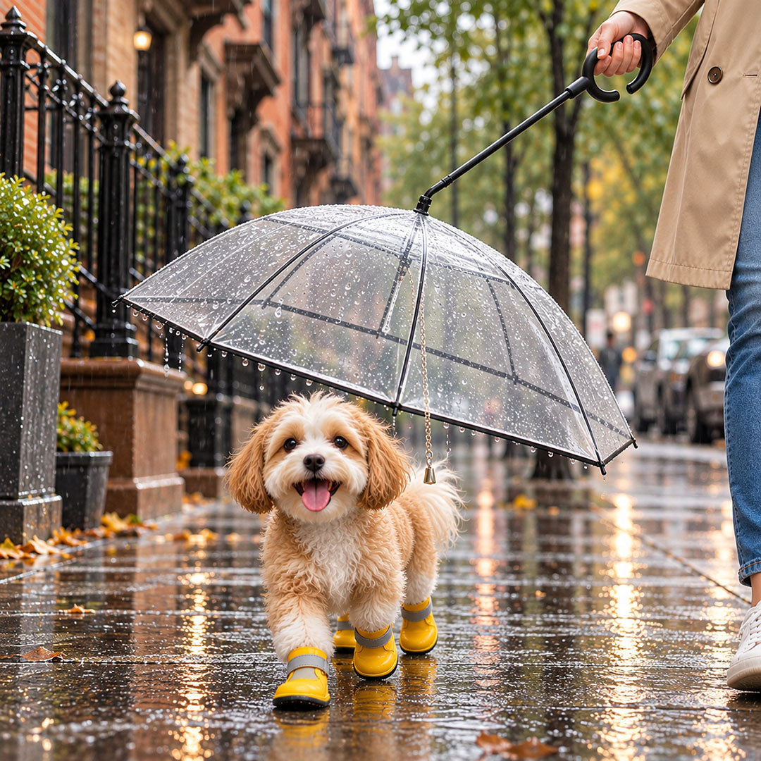 Clear Dog Umbrella with Leash