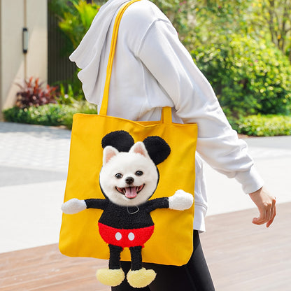 Personalized Embroidered Name Cute Cartoon Pet Tote Bag