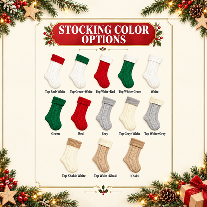 Custom Pet Portrait Cable Knit Christmas Stocking