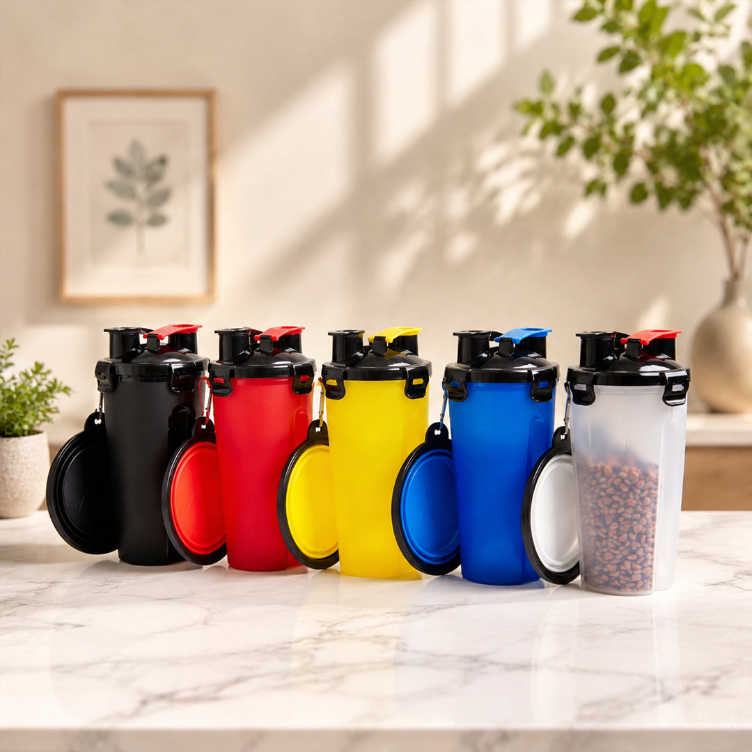 Portable 2-in-1 Pet Water & Food Cup for Outdoor
