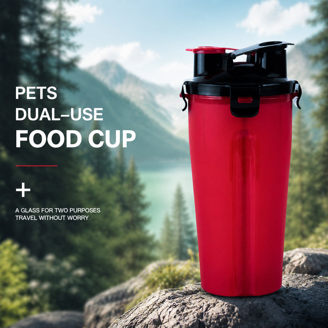 Portable 2-in-1 Pet Water & Food Cup for Outdoor