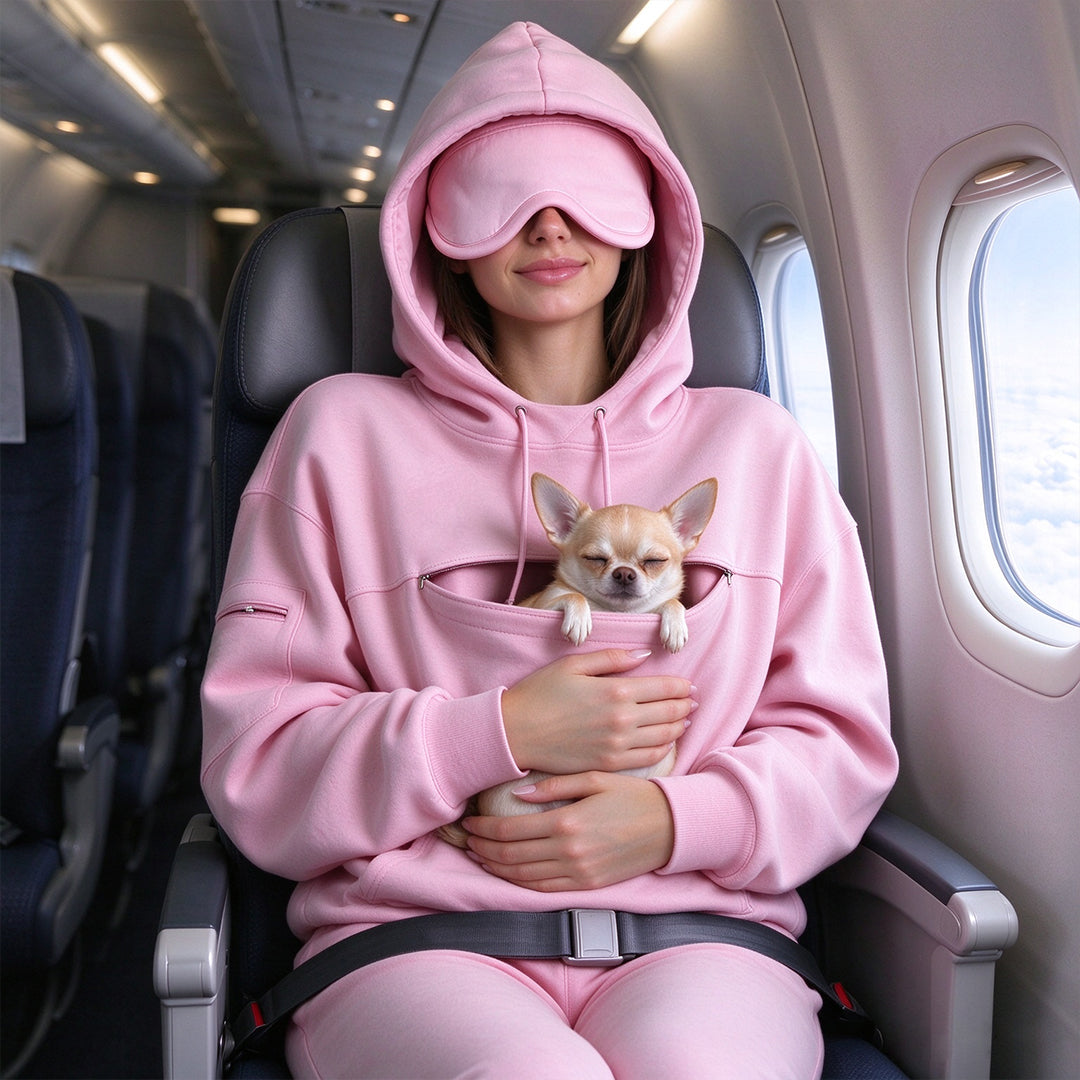 Travel Pet Carrier Hoodie with Sleep Mask Hood