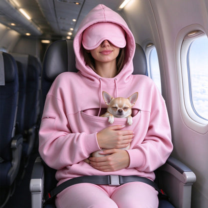Travel Pet Carrier Hoodie with Sleep Mask Hood