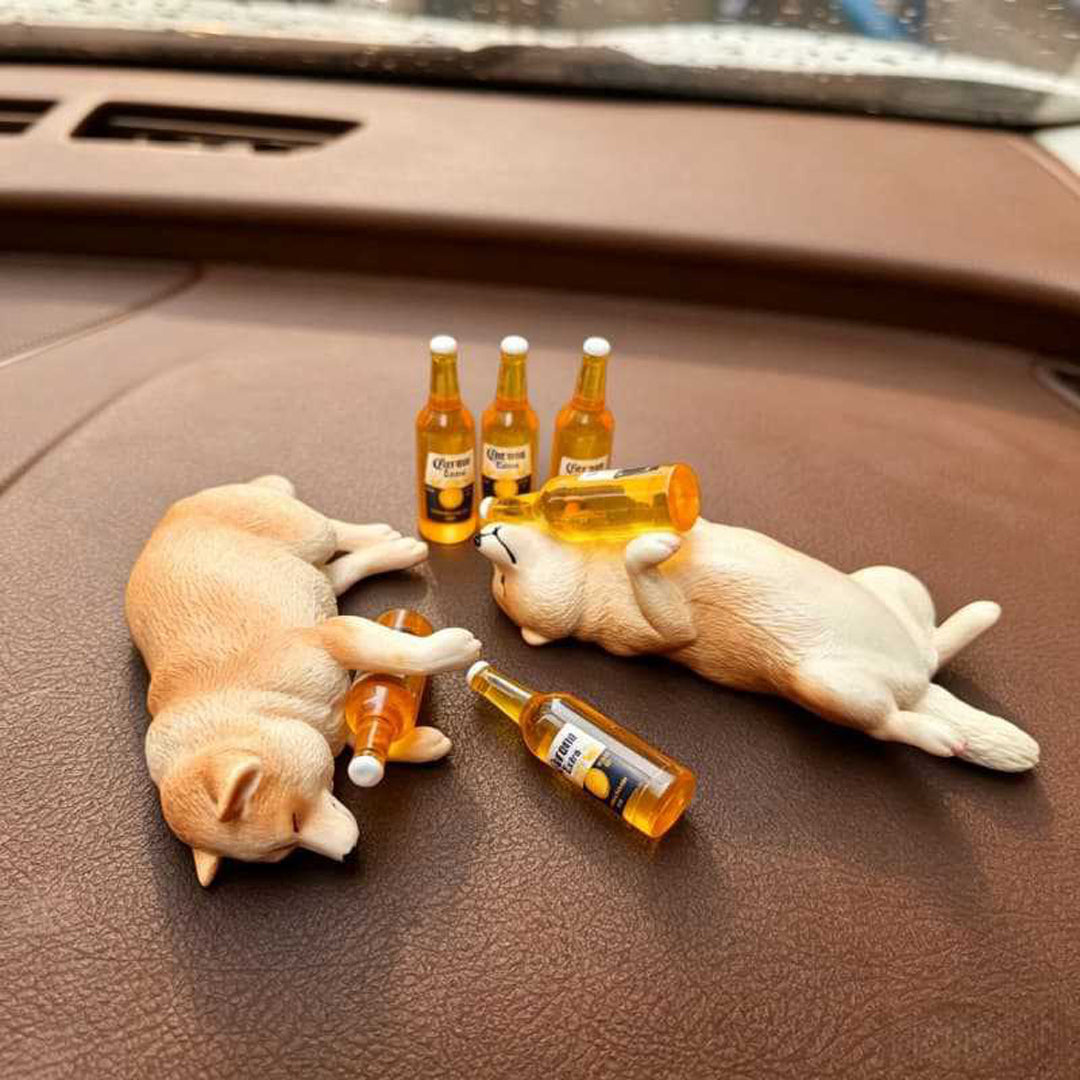 Puptailor Drunken Dog and Cat Car Ornament