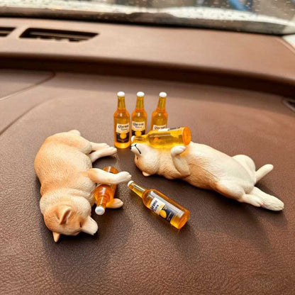 Puptailor Drunken Dog and Cat Car Ornament