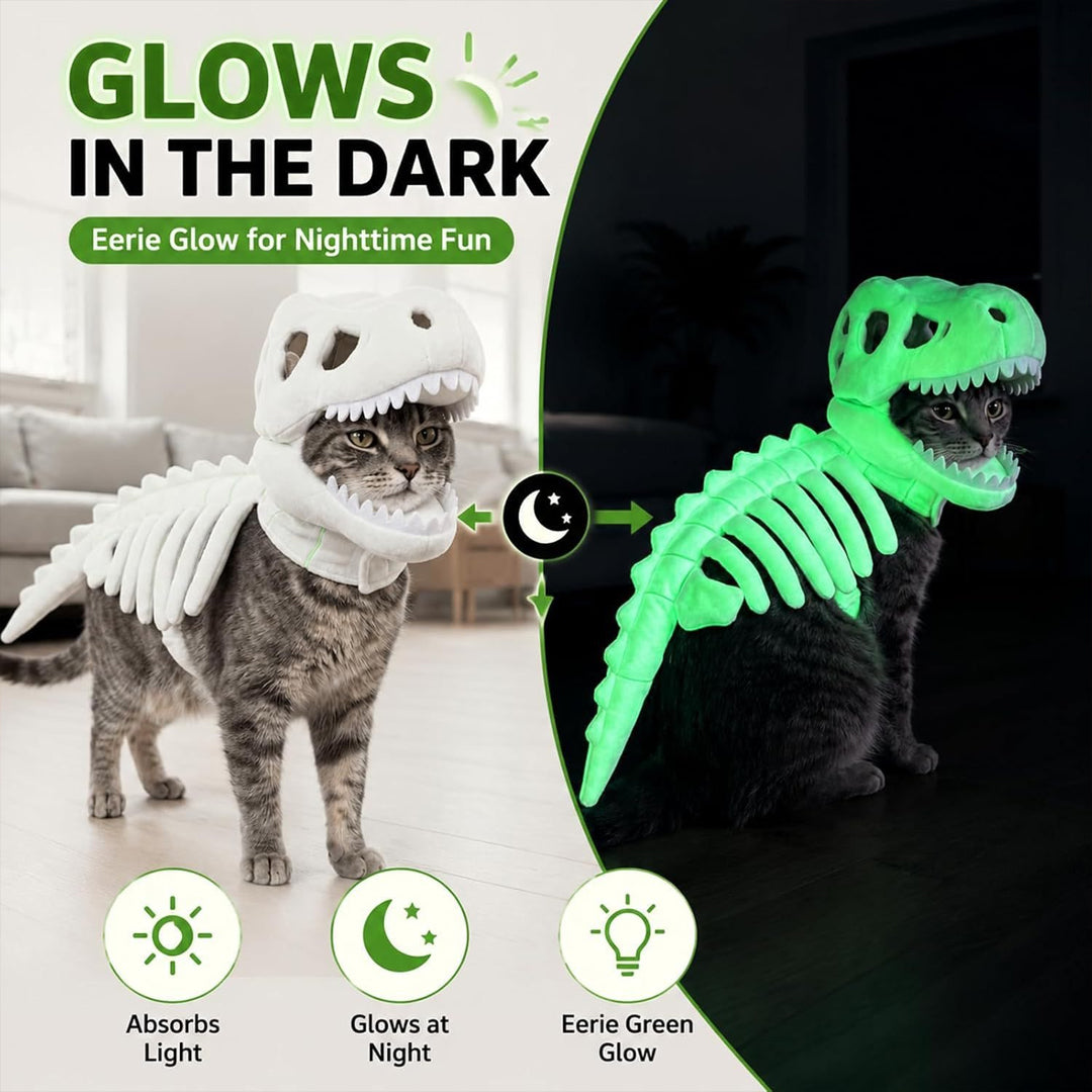 Puptailor Glow-in-the-Dark Dinosaur Skeleton Pet Halloween Costume