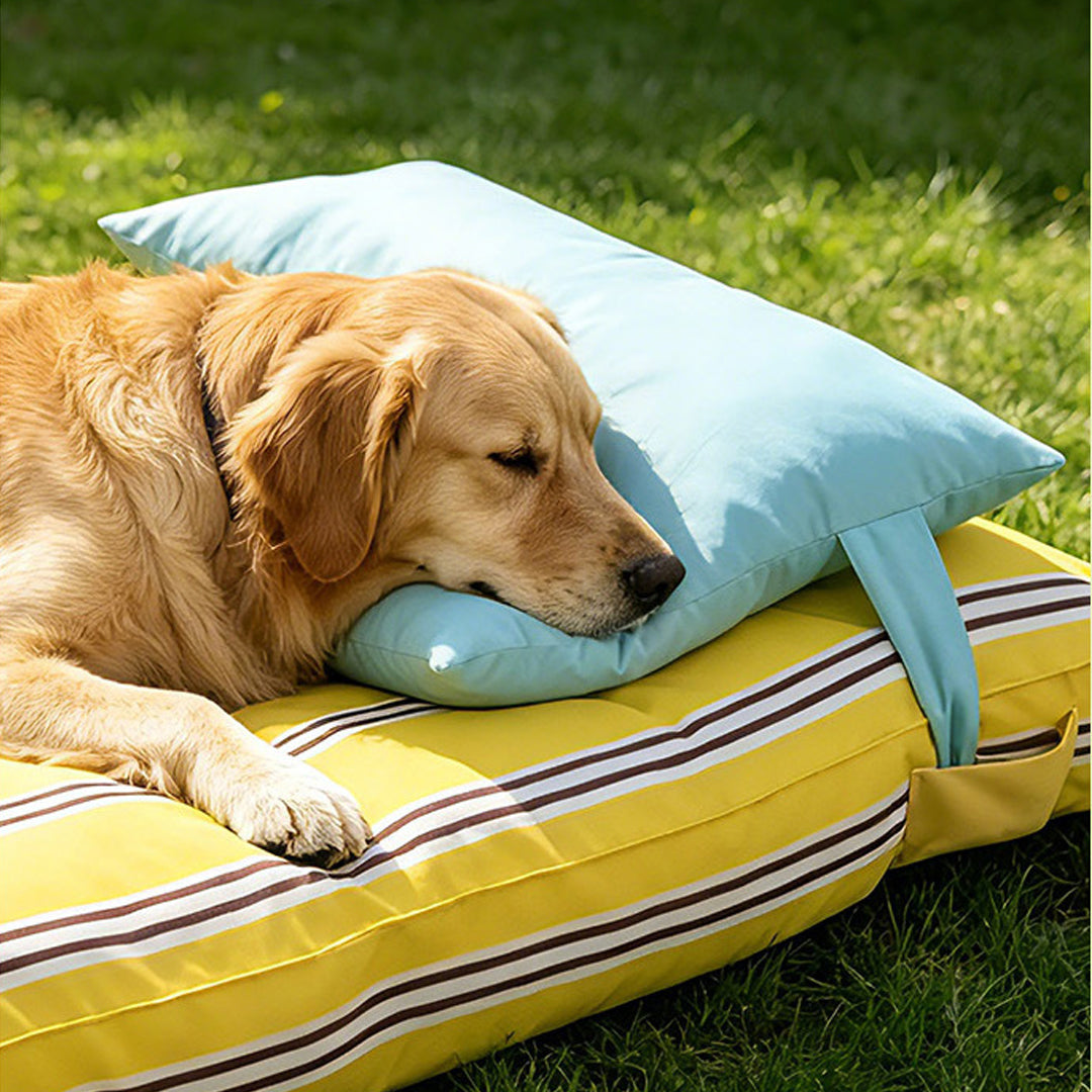 Personalized Waterproof Striped Pet Bed with Pillow