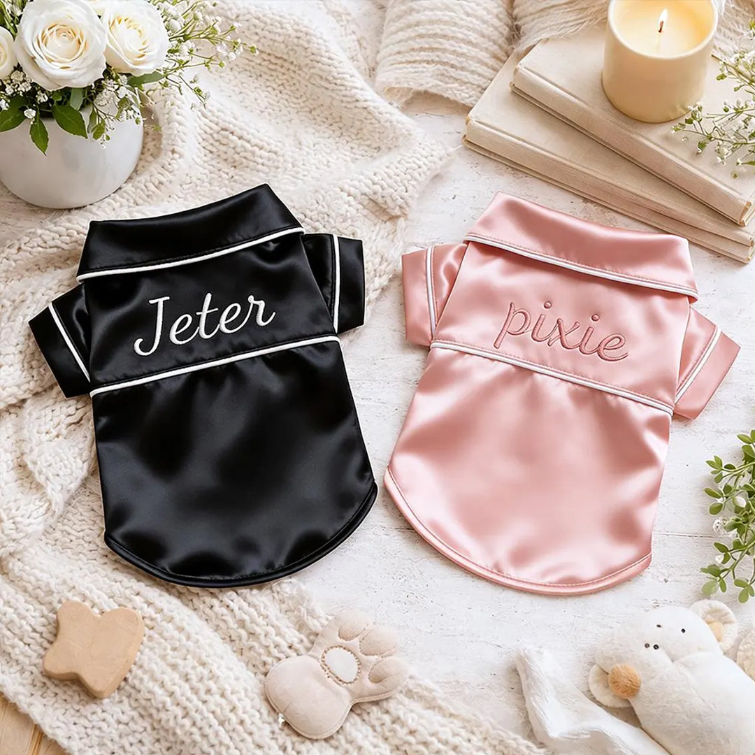 Personalized Luxury Satin Dog Pajamas With Name