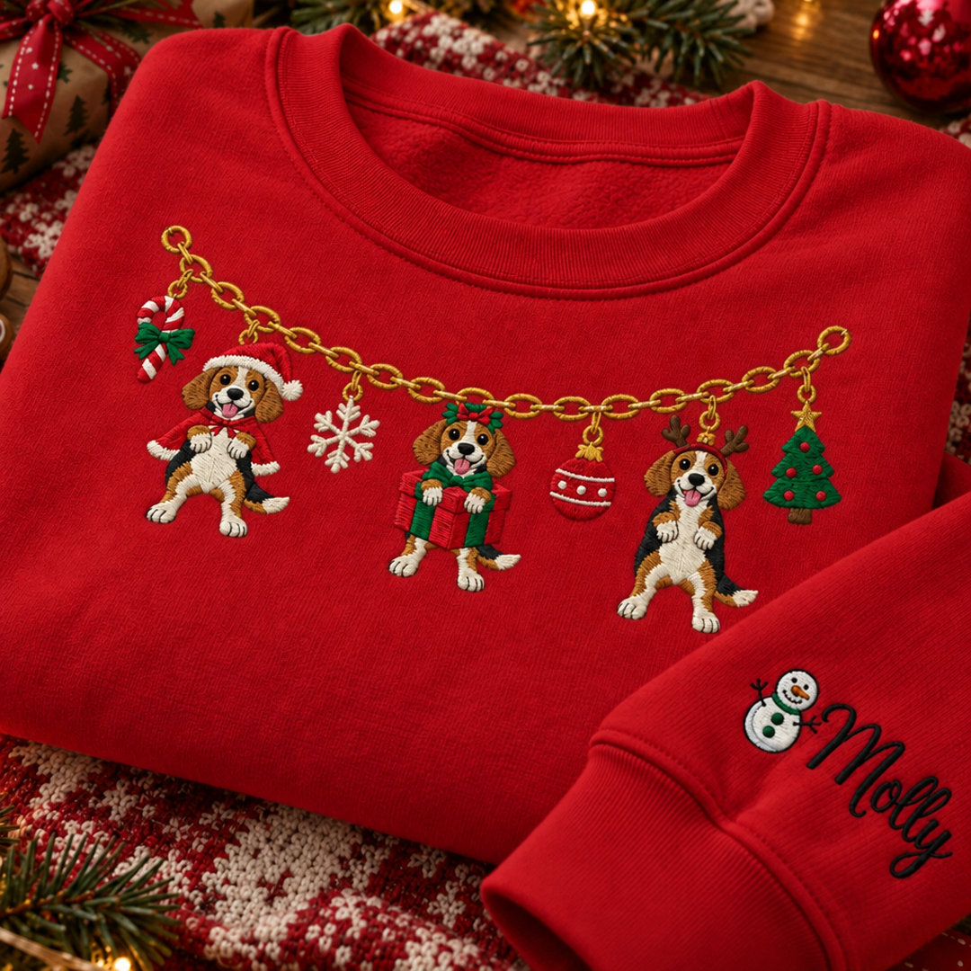Personalized Dog Garland Christmas Sweatshirt