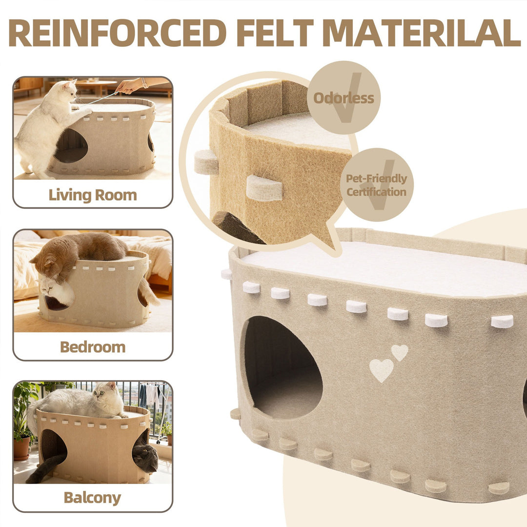 Personalized Felt Cat Cave Bed