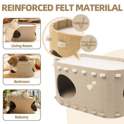 Personalized Felt Cat Cave Bed