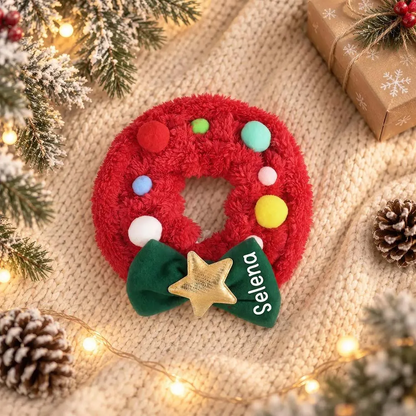 Personalized Christmas Wreath Pet Collar Scarf