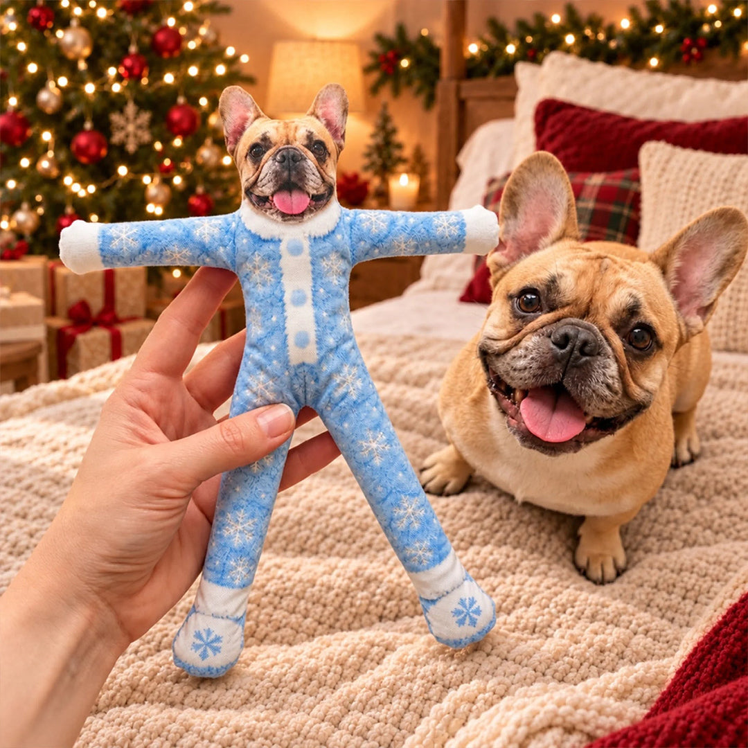 Personalized Christmas Costume Pet Poseable Plush Doll with Funny Pet Photos