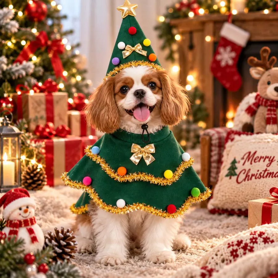 Christmas Tree Cape & Hat Set for Dogs