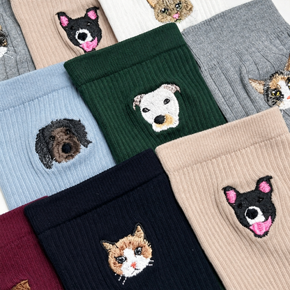 Custom Realistic Pet Portrait Socks with Name