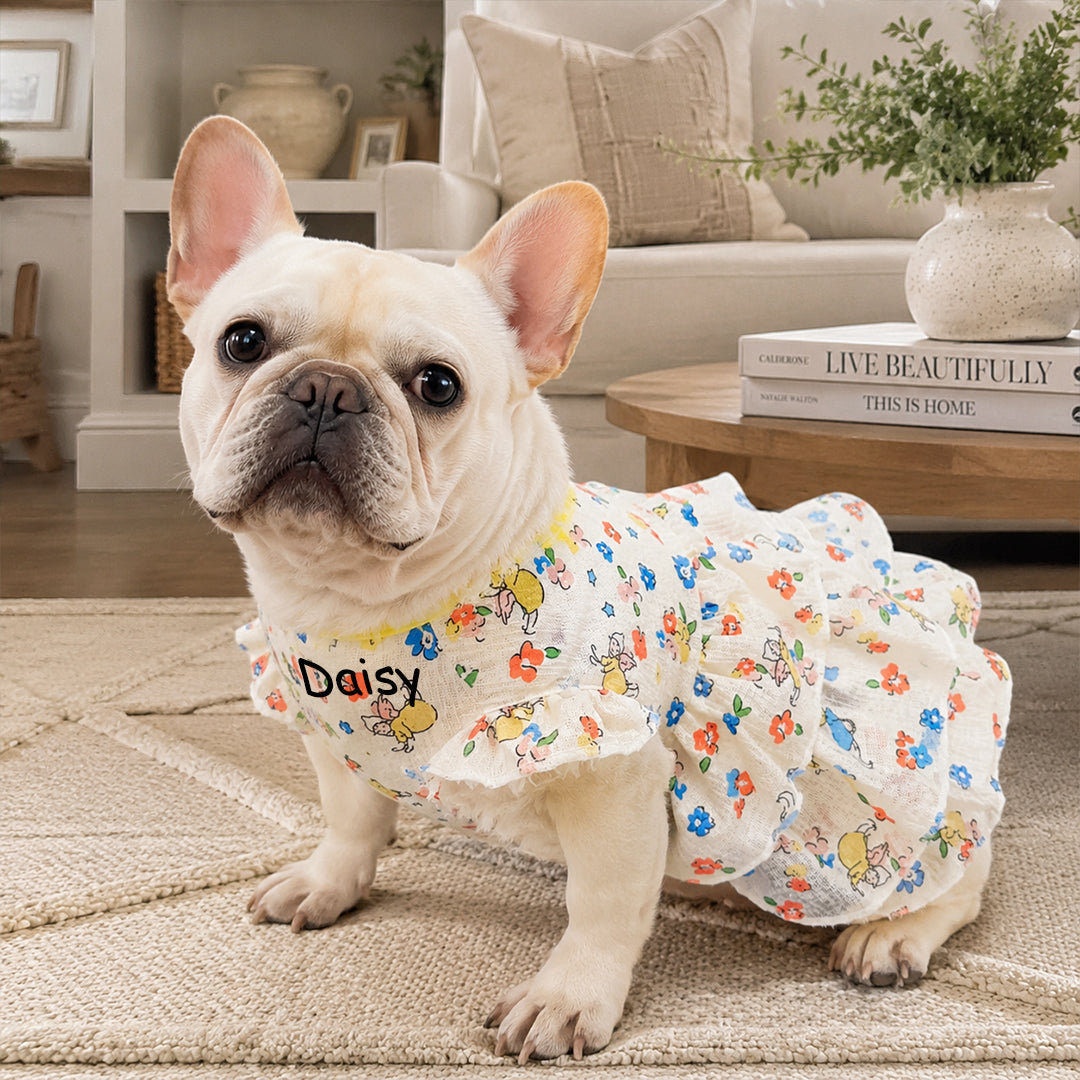 Personalized Cute Floral Ruffle Dog Dress