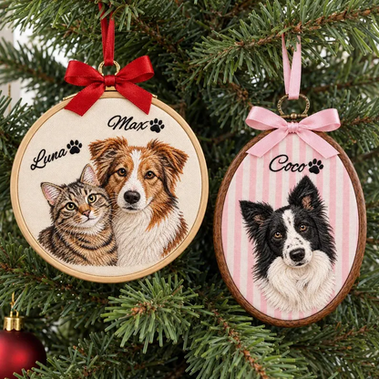 Custom Realistic Pet Portrait Hoop Ornament