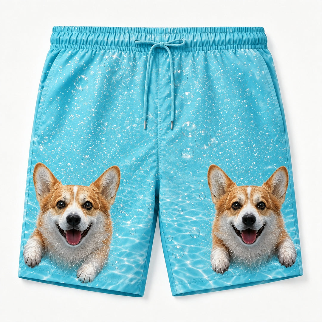 Personalized Men's Custom Dog-Face Swim Trunks