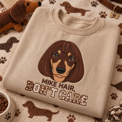 Custom Hair Don't Care Pet Portrait Sweatshirt with Name