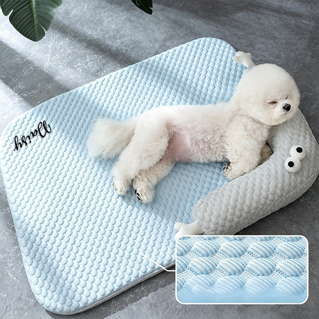 Personalized Summer Cooling Pet Bed with Neck Support Pillow