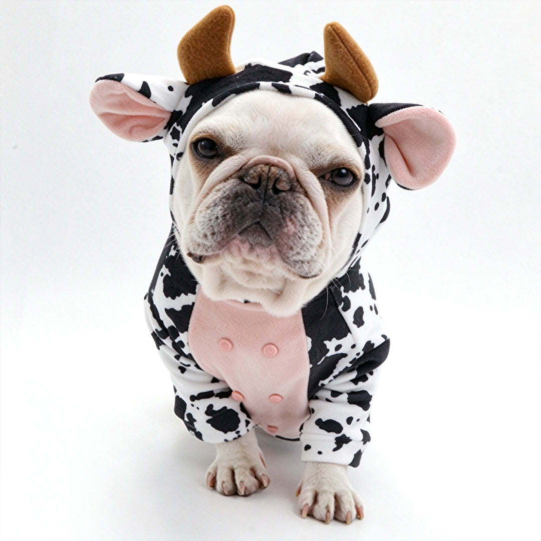 Cow-Print Flannel Pet Onesie Costume