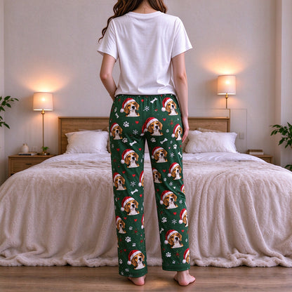 Personalized Pet Portrait Printed Christmas Pajama Set for Males and Females