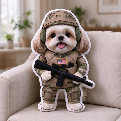 Personalized Pet Portrait Military-Uniform-Shaped Throw Pillow