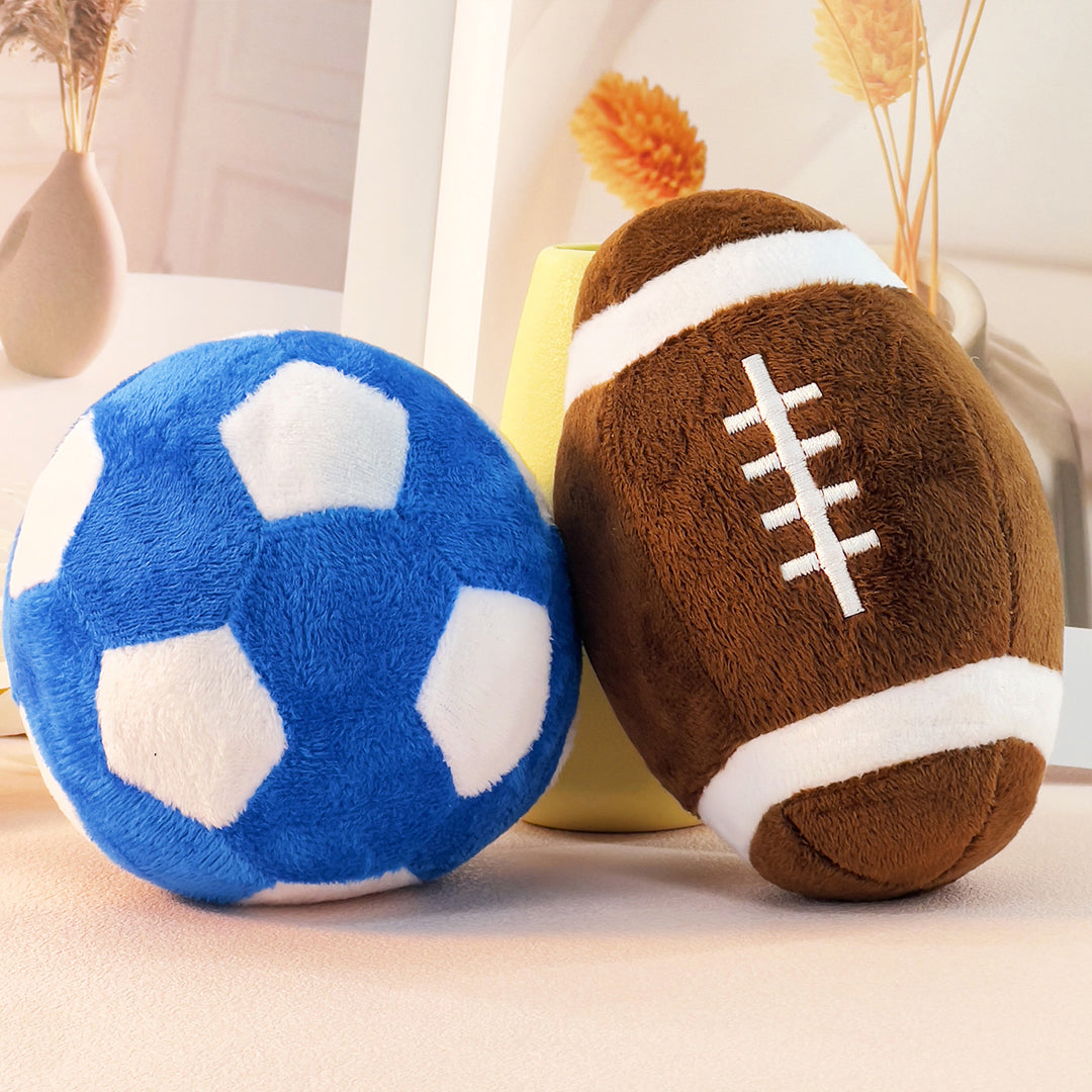 Football Squeaky Plush Dog Toy