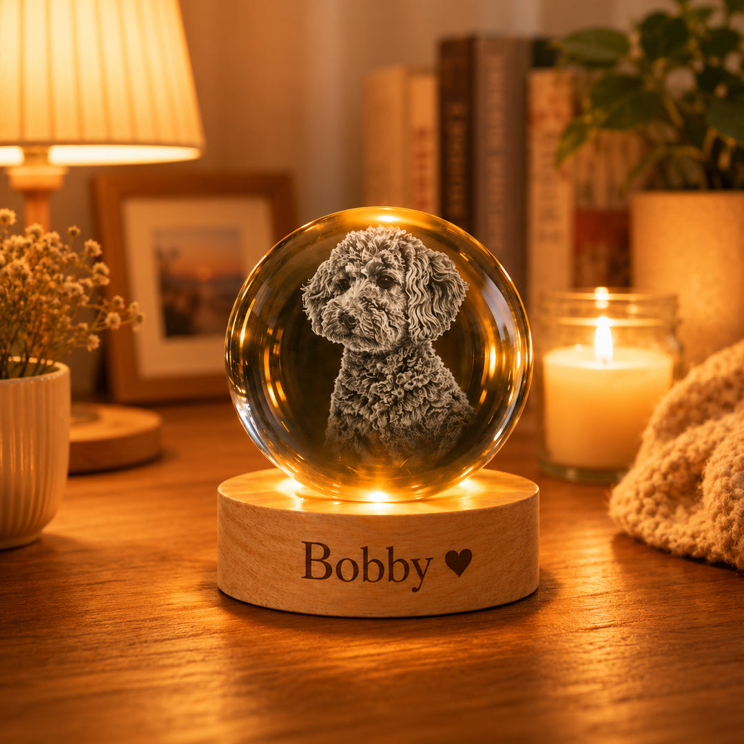 Personalized Pet Memorial Crystal Ball Night Light