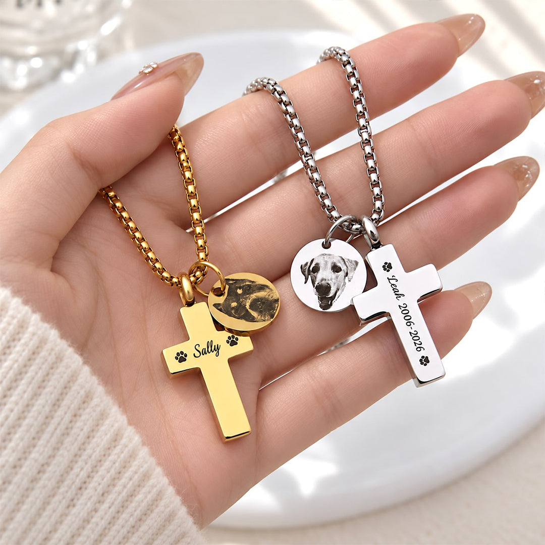 Personalized Stainless Steel Cross Necklace for Pet Ashes