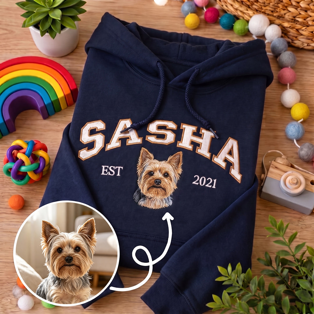 Puptailor Personalized Embroidered Pet Portrait Hoodie