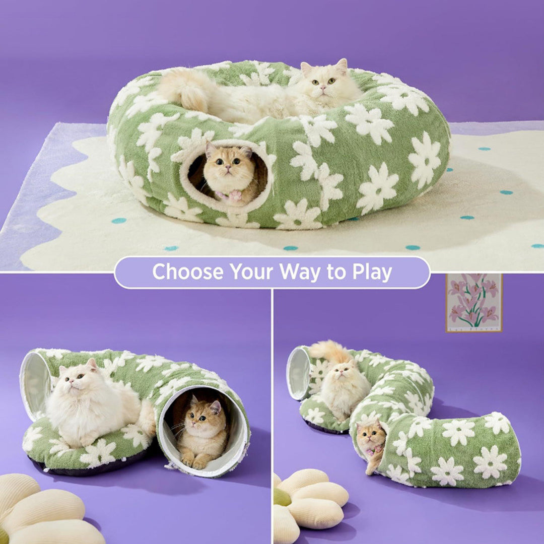 2-in-1 Foldable Cat Play Tunnel and Cozy Cat Bed