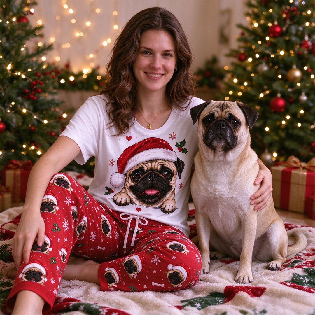 Personalized Pet Portrait Printed Pajama Set for Males and Females