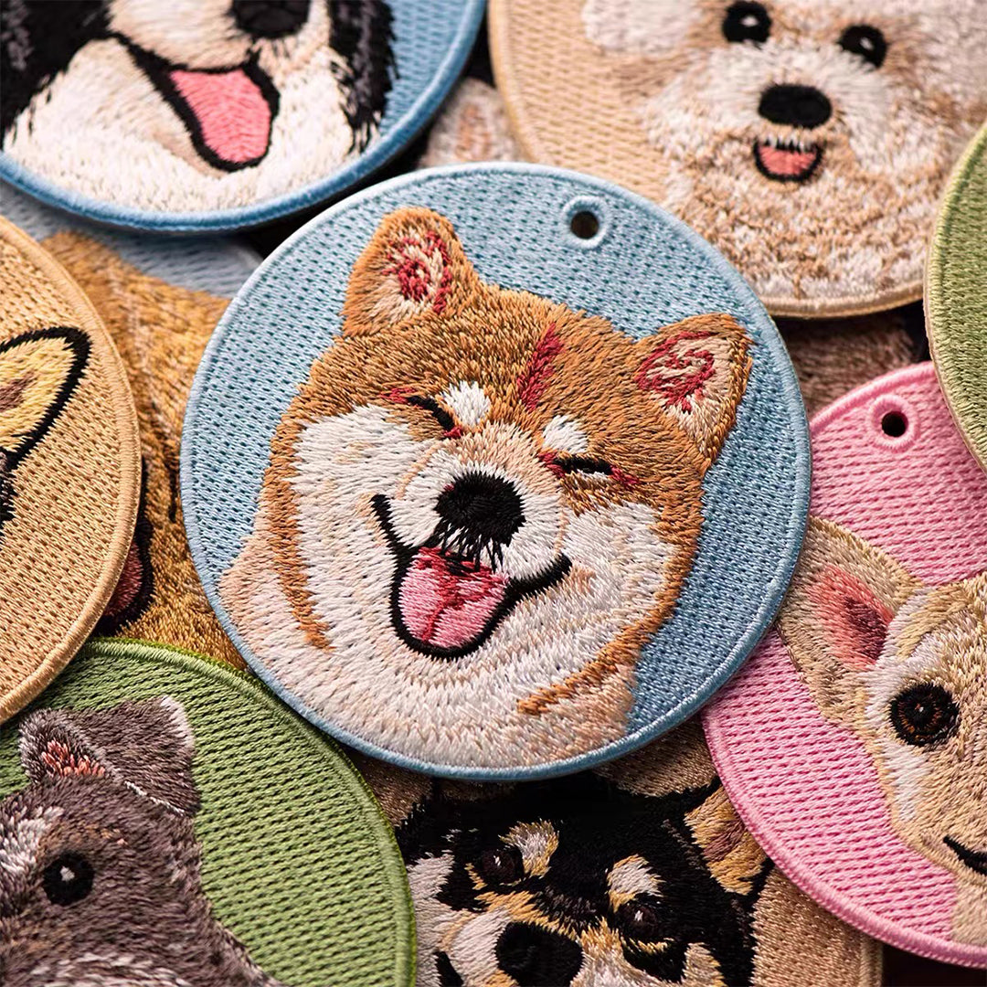 Personalized Custom Embroidered Pet Portrait Keychain