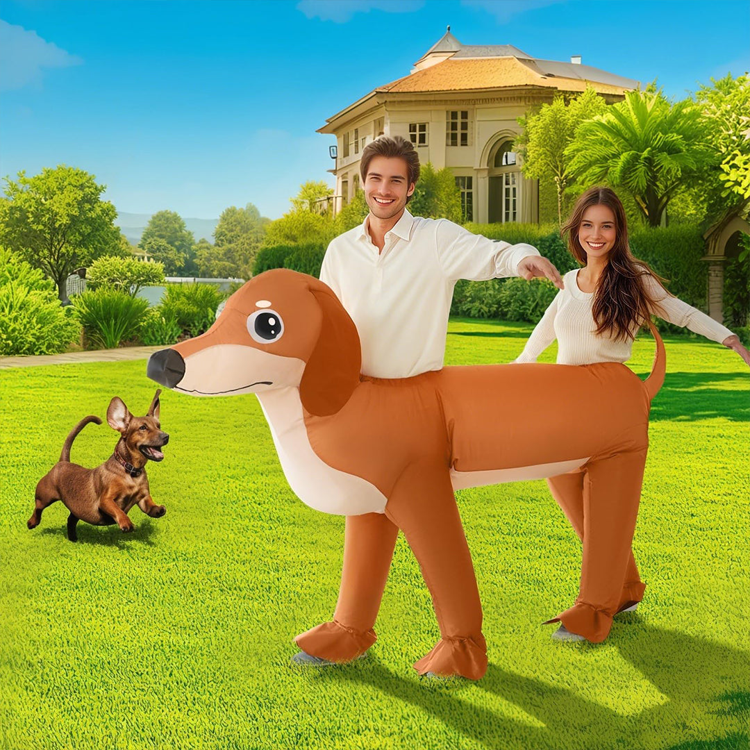 Halloween Inflatable Double‑Rider Dachshund Costume for Adult