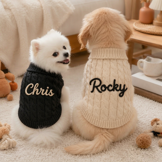 Personalized Cable Knit Dog Sweater