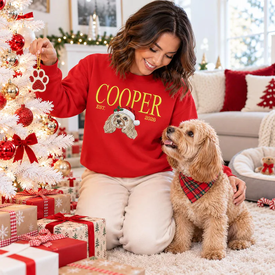 Custom Est. Year Pet Portrait Christmas Sweatshirt