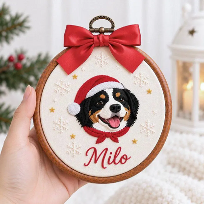 Custom Santa Hat Pet Portrait Christmas Ornament