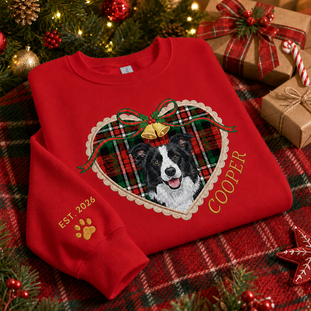 Custom Locket Heart Pet Portrait Christmas Sweatshirt