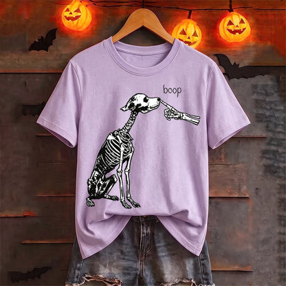 Puptailor Personalized Halloween Skeleton Dog Boop Graphic T‑Shirt