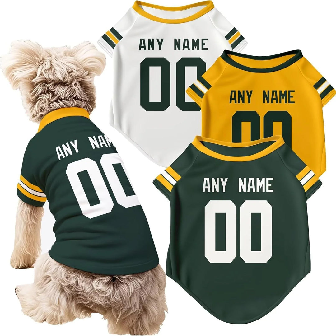Puptailor Personalized Green Bay Football Dog Jersey with Name and Number Pet Shirt