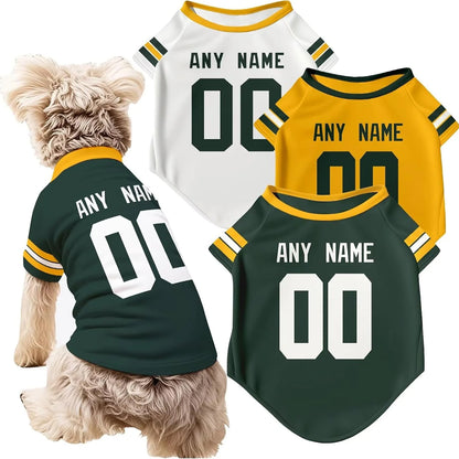 Puptailor Personalized Green Bay Football Dog Jersey with Name and Number Pet Shirt