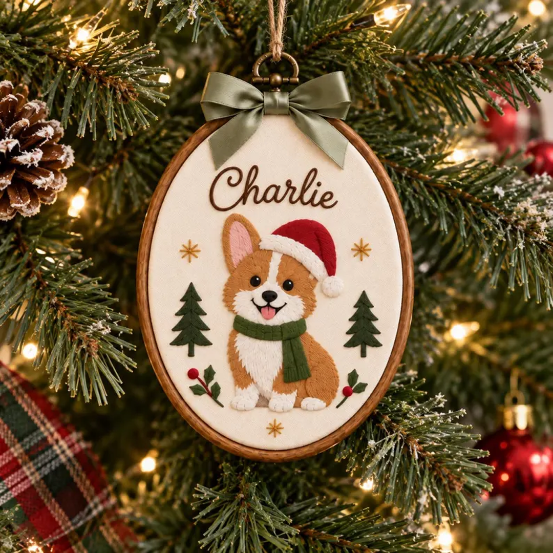 Custom Cartoon Pet Christmas Hoop Ornament